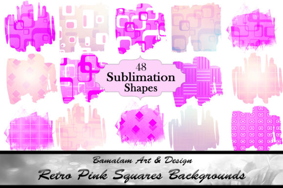 48 Retro Pink Squares Sublimation Shapes