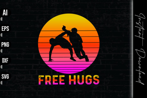 Free Hugs - Retro Vintage Wrestling