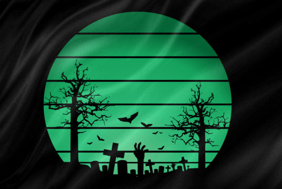 Halloween Cemetery Vintage Retro Sunset