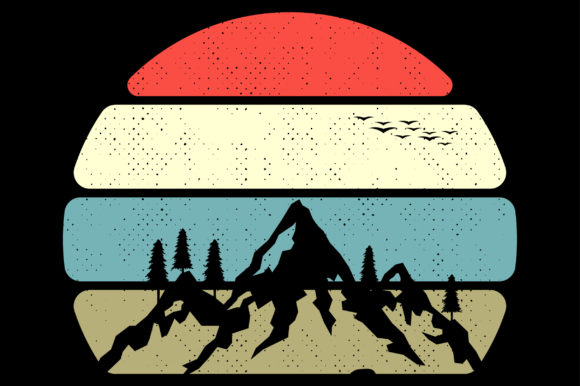Mountain Retro Vintage Sunset
