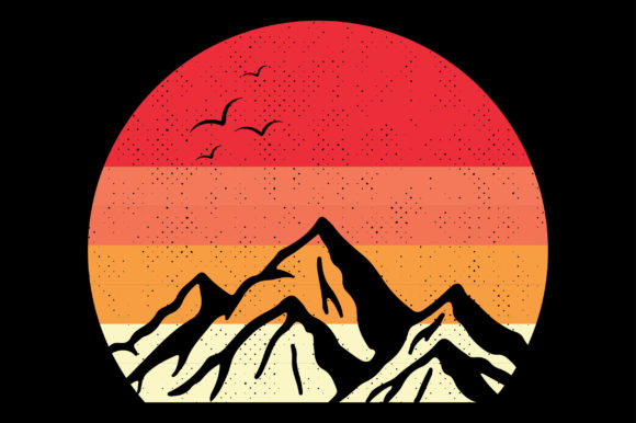 Mountain Retro Vintage Sunset Clipart