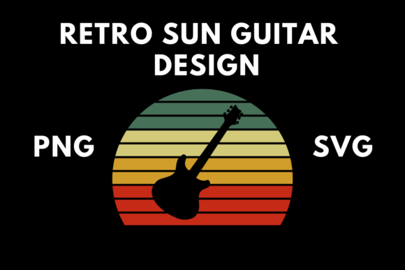 Retro Sun Guitar Design Vector