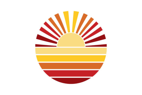 Retro Sun Rays Circle Sunset PNG SVG