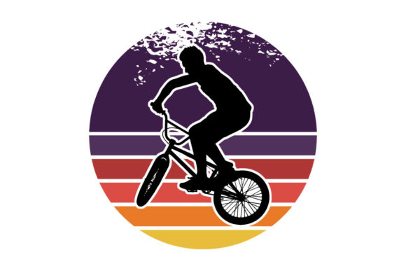 Retro Sunset Boy Bike Rider PNG SVG