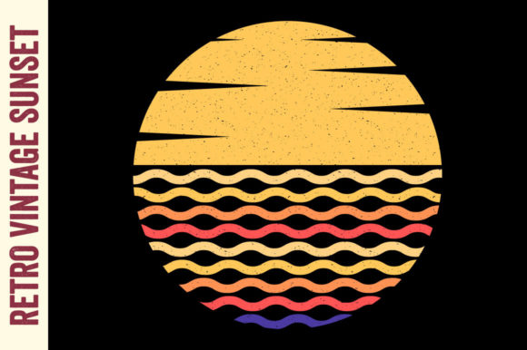 Retro Sunset Vintage Wave Distressed Svg