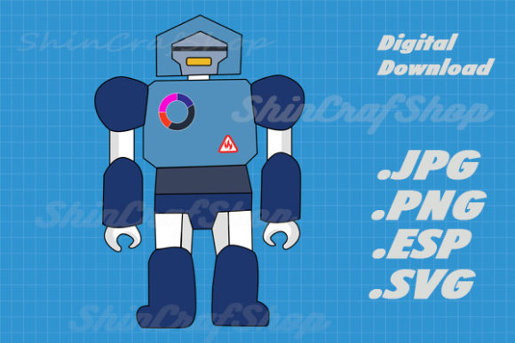 Retro Toy Robot PNG, JPG, ESP, SVG