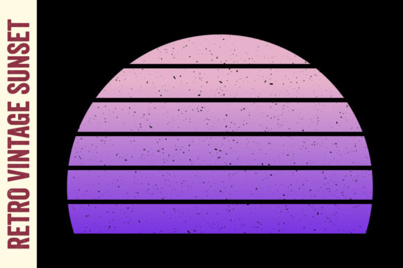 Retro Vintage Sunset Half Circle 60s SVG