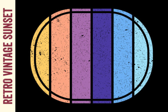 Retro Vintage Sunset Oval Rectangle SVG