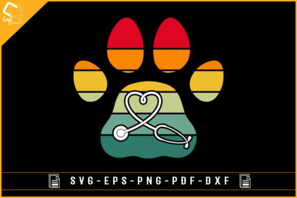 Vintage Pet Paw Print Veterinary Design