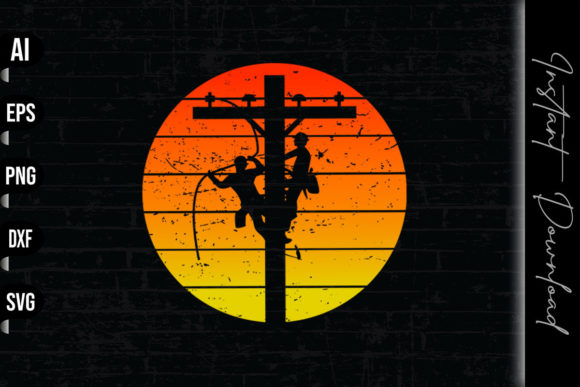 Vintage Retro Distressed Lineman
